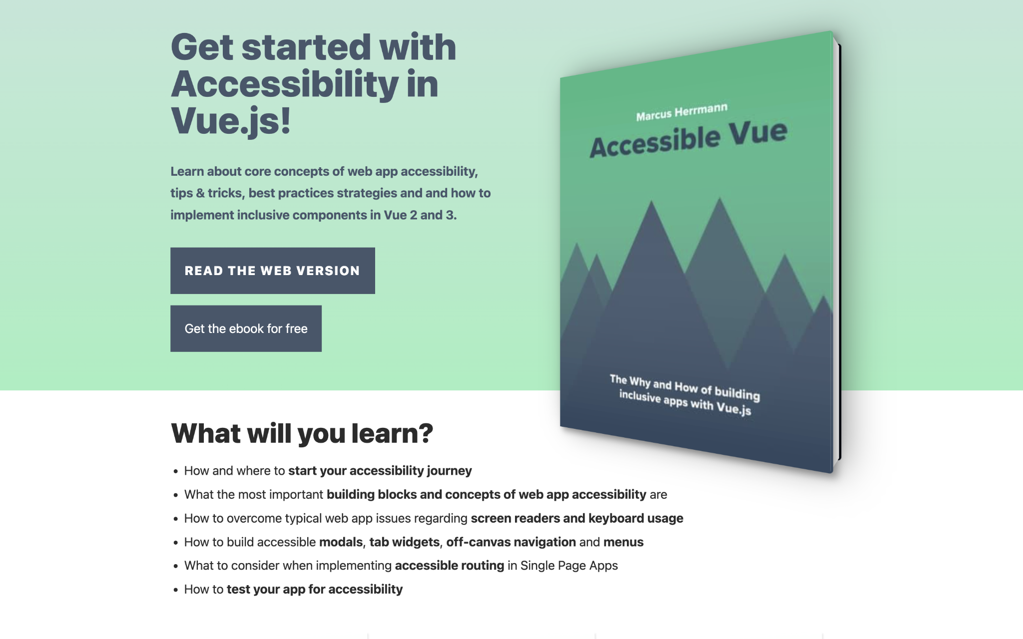 Screenshot: Accessible Vue official site